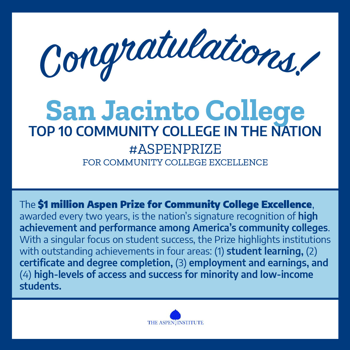 Congratulations Odessa College, Palo Alto College and San Jacinto